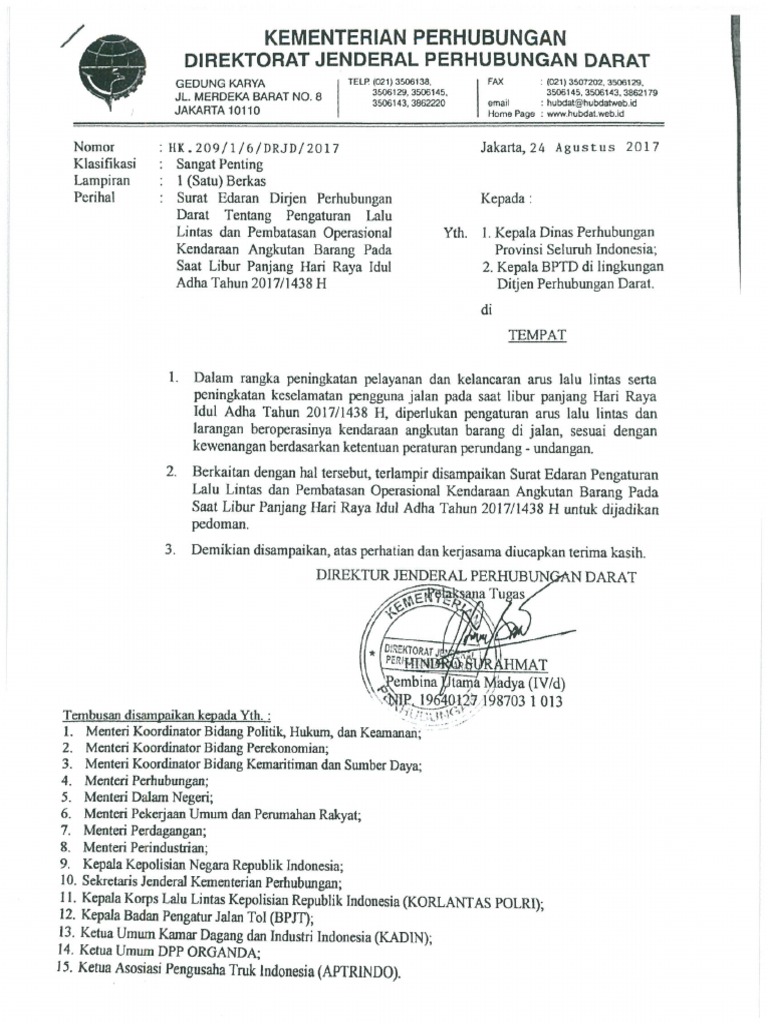 Surat Edaran Dirjen Hubdar PDF | PDF