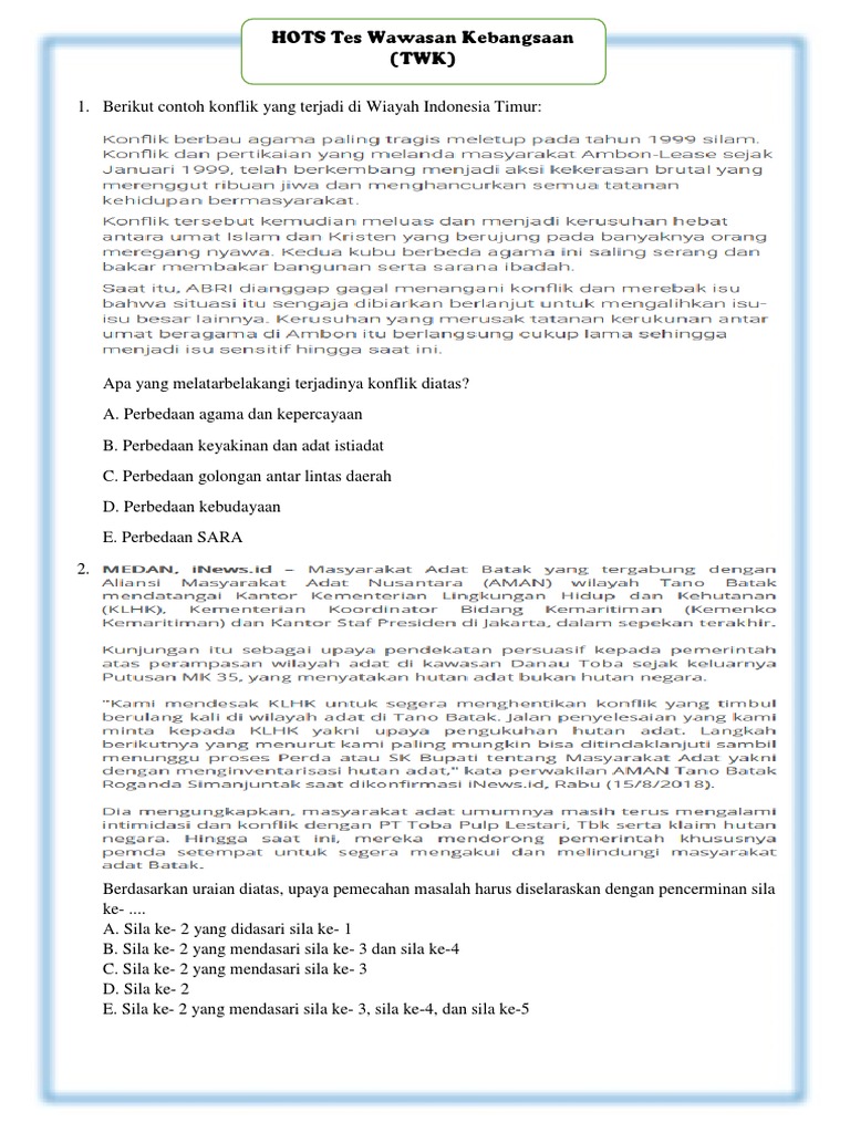 Soal Twk Hots 2020 Guru Paud