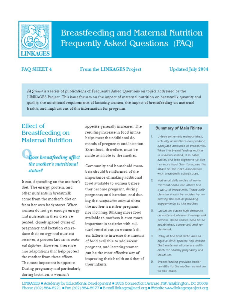 Maternal Nutrition and Breastfeeding Impact | PDF | Breastfeeding ...