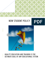 NEW STUDENT POLICY (Classroom Orientation)