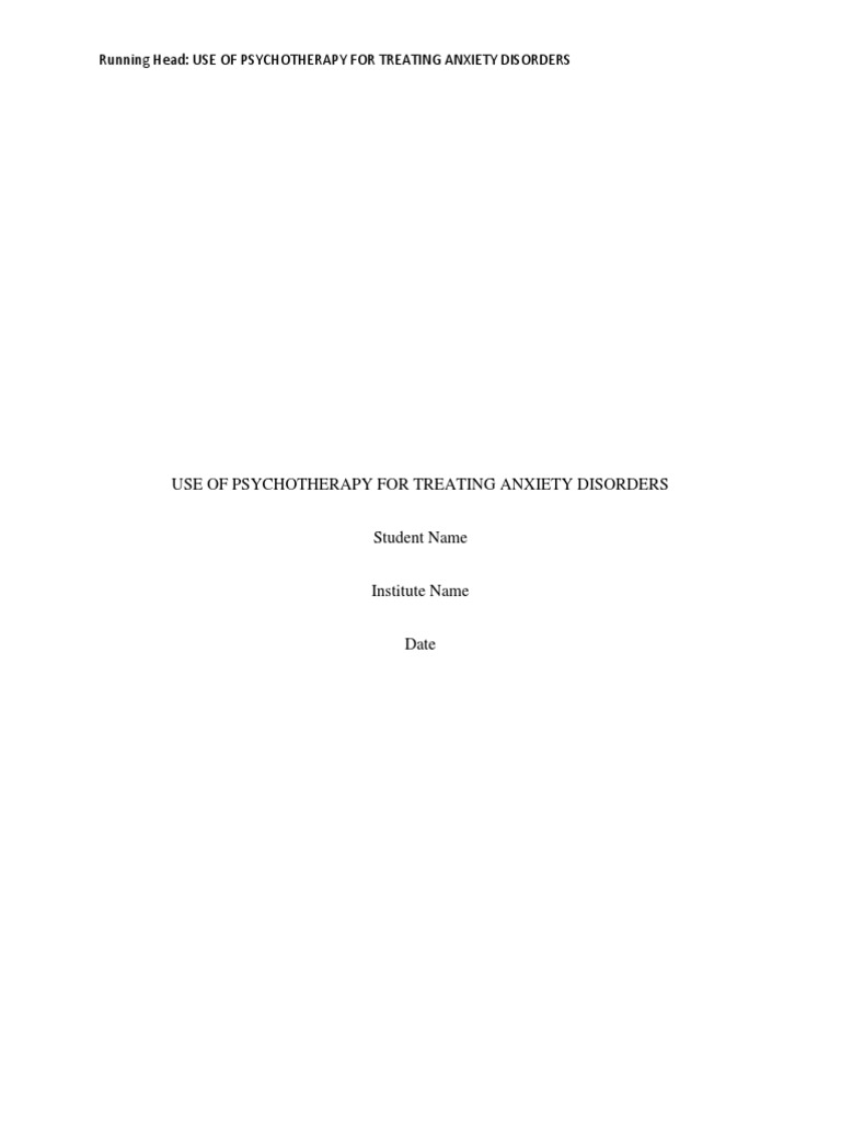 Psychotherapy for Anxiety Disorders | PDF | Cognitive Behavioral ...