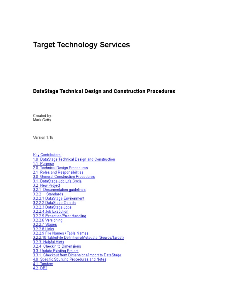 DataStage Technical Design Procedures | PDF | Metadata | Command Line ...