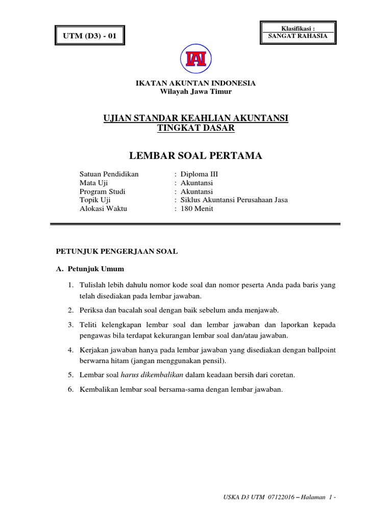 Soal Ujian Smk 2016 D3 Utm Jasa Docx