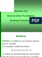 Section 6.2 One-to-One Functions Inverse Functions