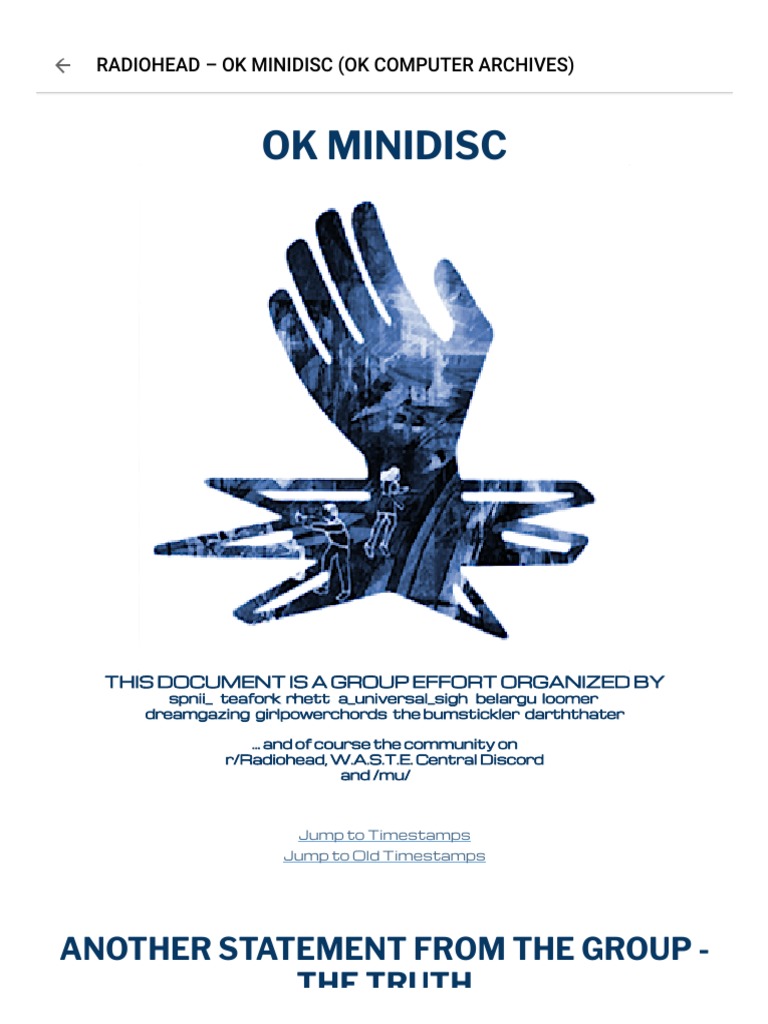 Radiohead Ok Minidisc (Ok Computer Archives) PDF Sound