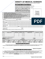 National University of Medical Sciences: Examination Admission Form