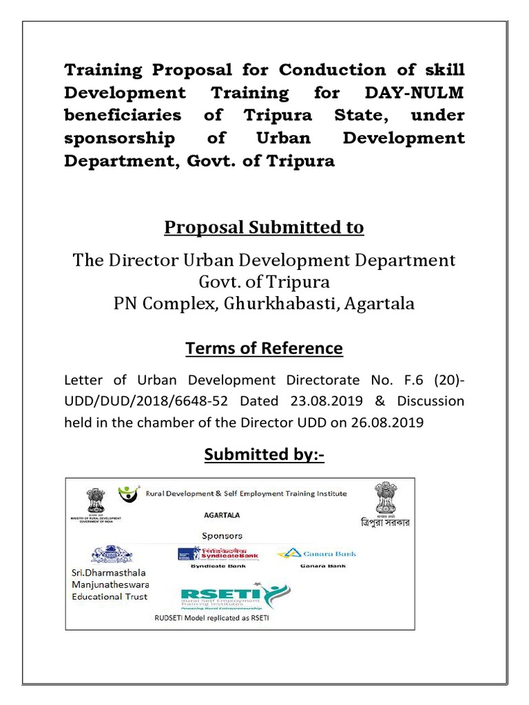 Skill Development Training Proposal for Tripura | PDF ...
