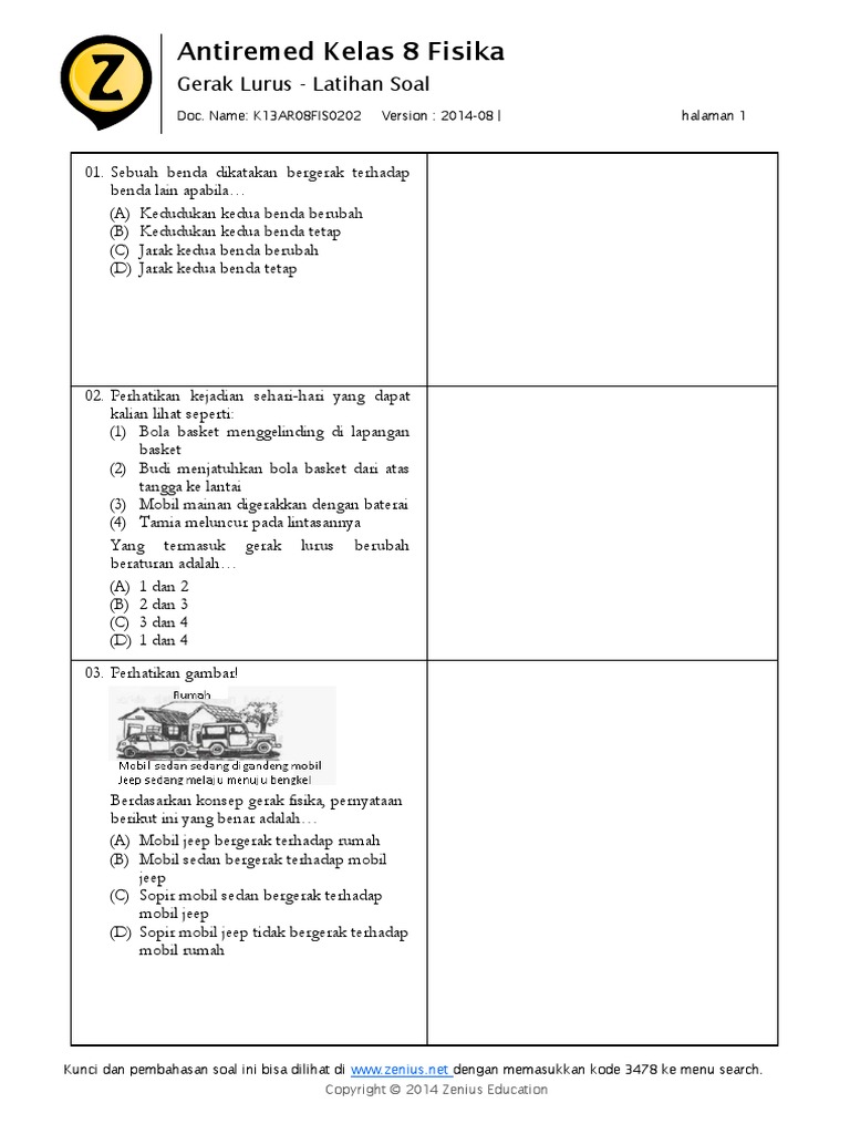 Soal Fisika Tentang Glb Glbb Dan Gerak Zenius Jawabanku Id