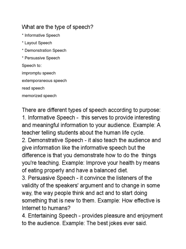 Types of Speech Explained | PDF | Career & Growth