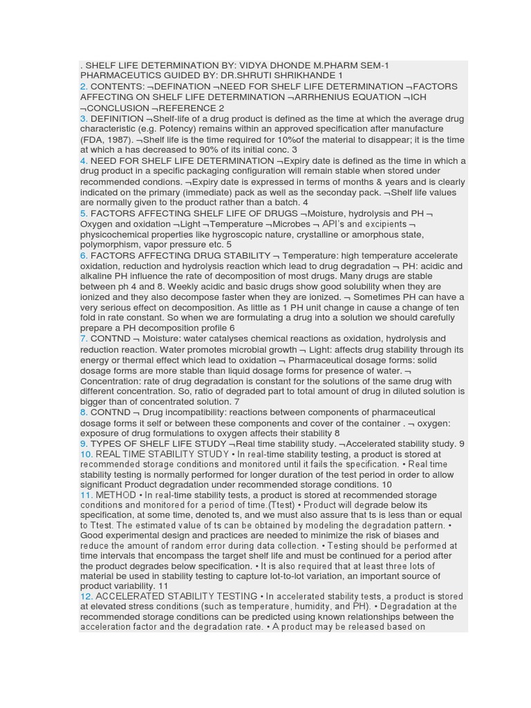 Shelf Life Determination by PDF Shelf Life Dose (Biochemistry)