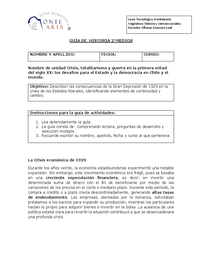 Guia 1929 | PDF | Nuevo acuerdo | Gran depresion