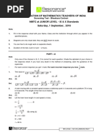 The Association of Mathematics Teachers of India NMTC at Junior Level - Ix & X Standards Saturday, 1 September, 2018