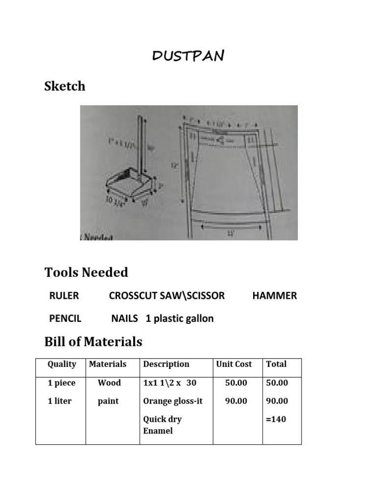 Step-by-Step Dustpan Construction Guide | PDF