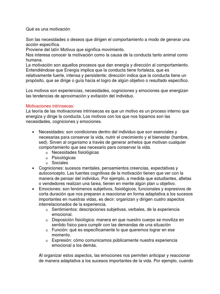 Fundamentos de la Motivación | PDF | Hipotálamo | Las emociones