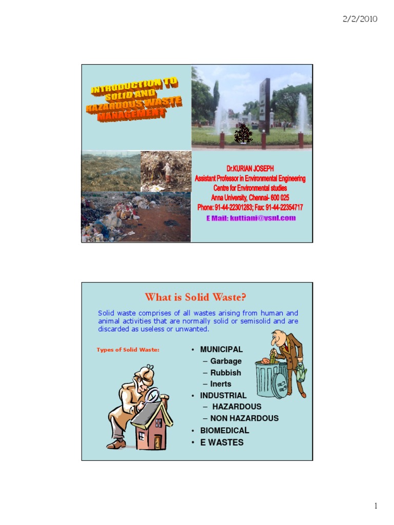 01 SHWM Introduction Mode) PDF Municipal Solid Waste Hazardous Waste