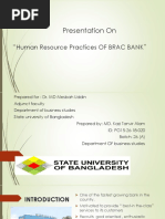 Presentation On " ": Human Resource Practices OF BRAC BANK