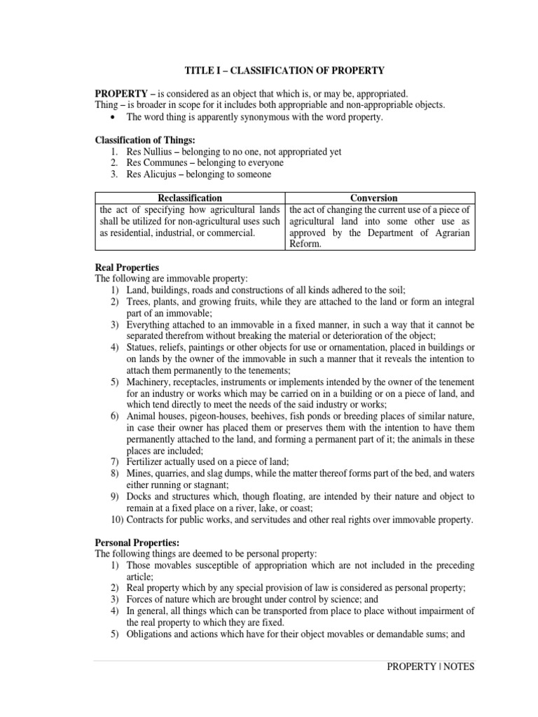 Property Classification and Ownership Guide | PDF | Concurrent Estate ...