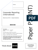 Corporate Reporting (International) : March/June 2016 - Sample Questions