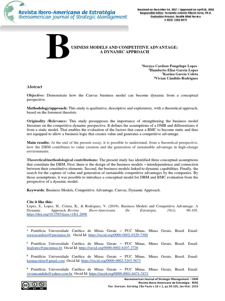 Business Models and Competitive Advantagea Dynamic Approach | PDF