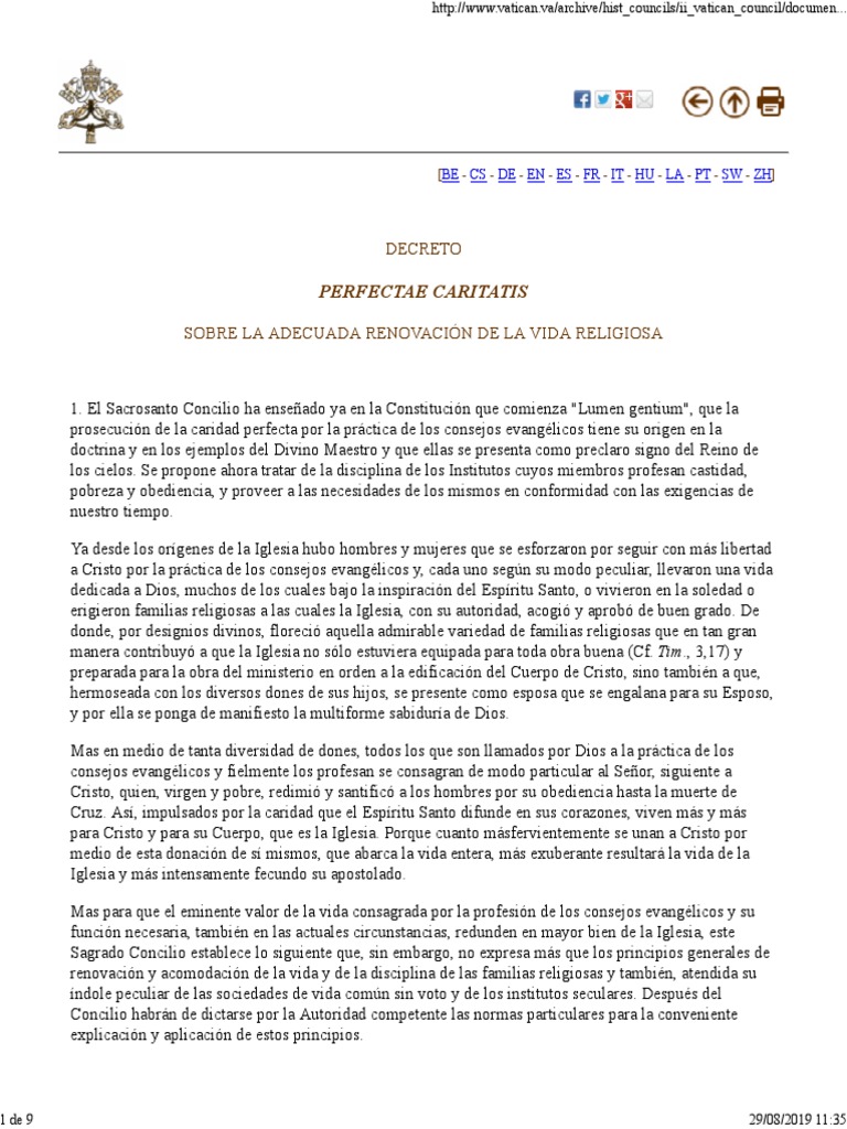 Perfectae Caritatis PDF Iglesia Católica Cristo (título)