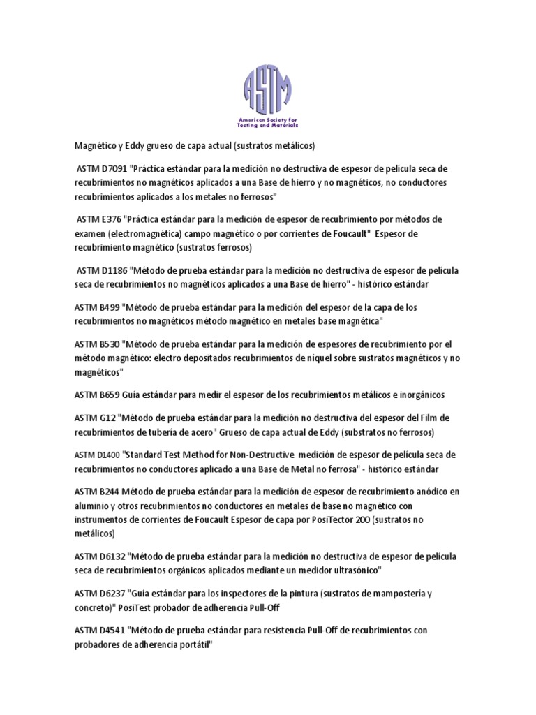 Normas ASTM | PDF | Revestimiento | Rieles