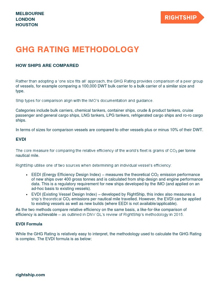 Ghg Rating Methodology Vessel Verification Pdf Tonnage Ships