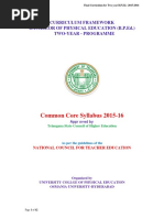 Common Core Syllabus 2015-16: Curriculum Framework Bachelor of Physical Education (B.P.Ed.) Two-Year - Programme