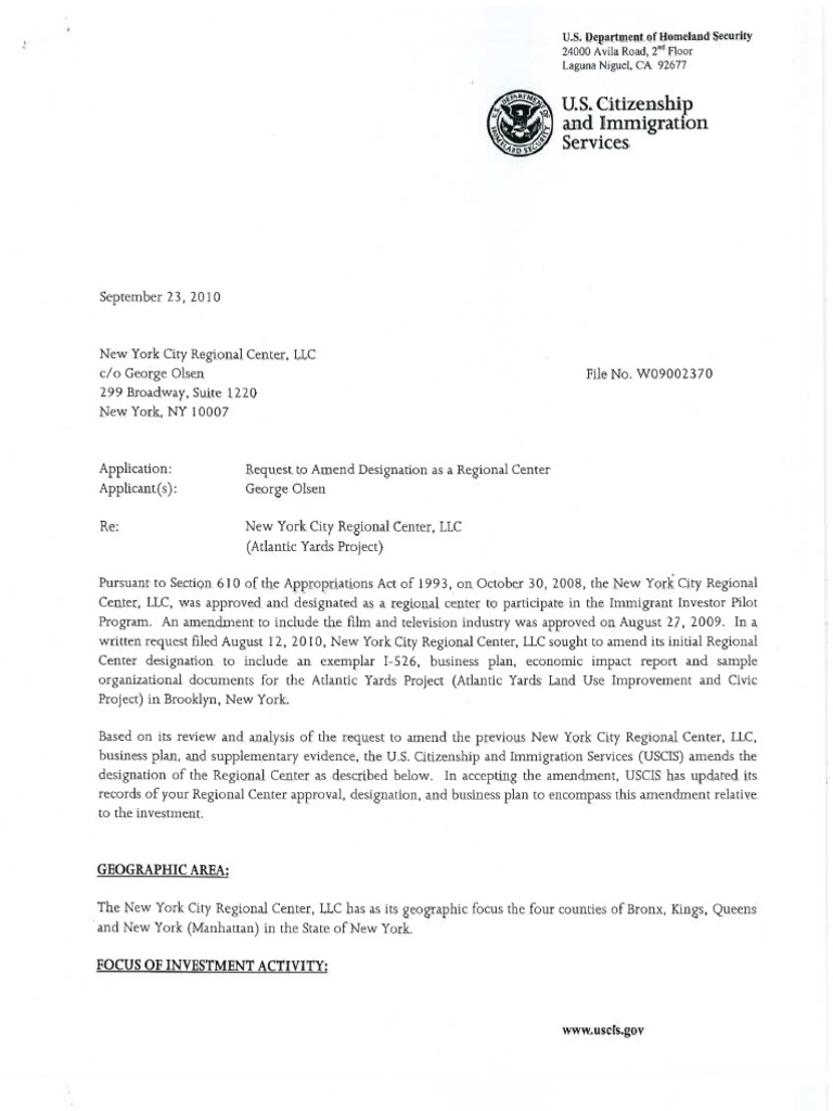 USCIS Letter To NYCRC | PDF