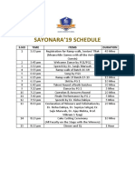 Sayonara'19 Schedule: S.No Time Items Duration