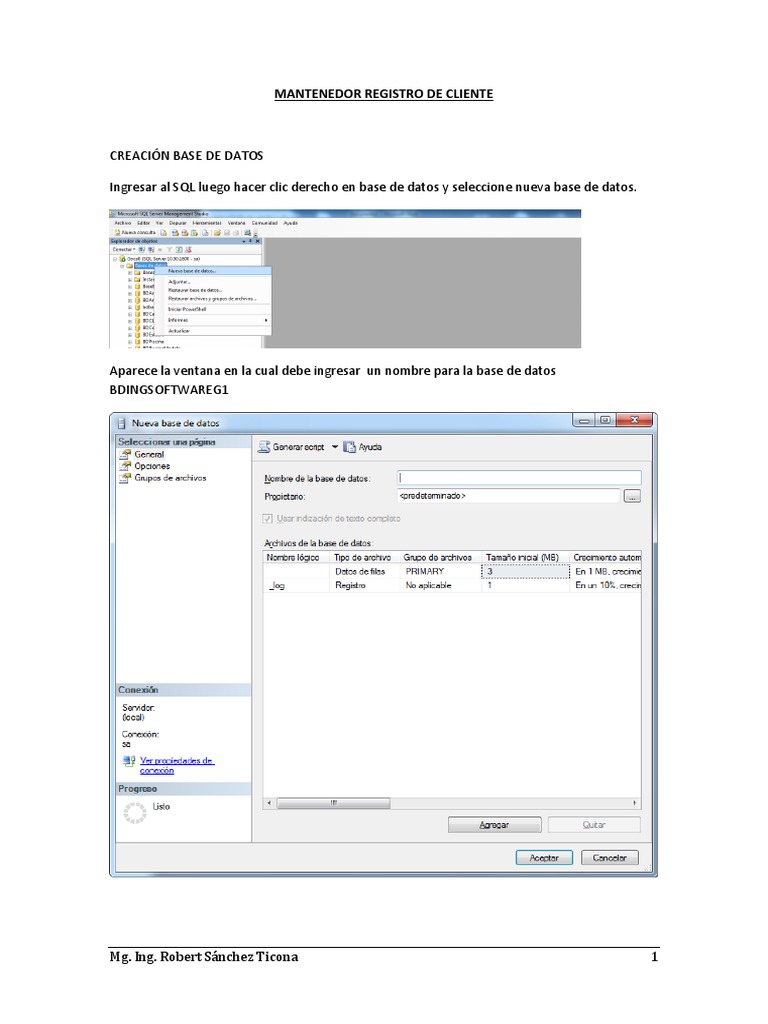 Mantenimiento de Registro de Clientes SQL | PDF | SQL | Tabla (base de ...