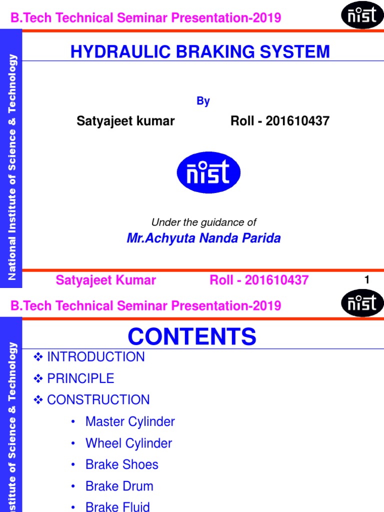 Hydraulic Braking System PDF Brake Vehicle Technology