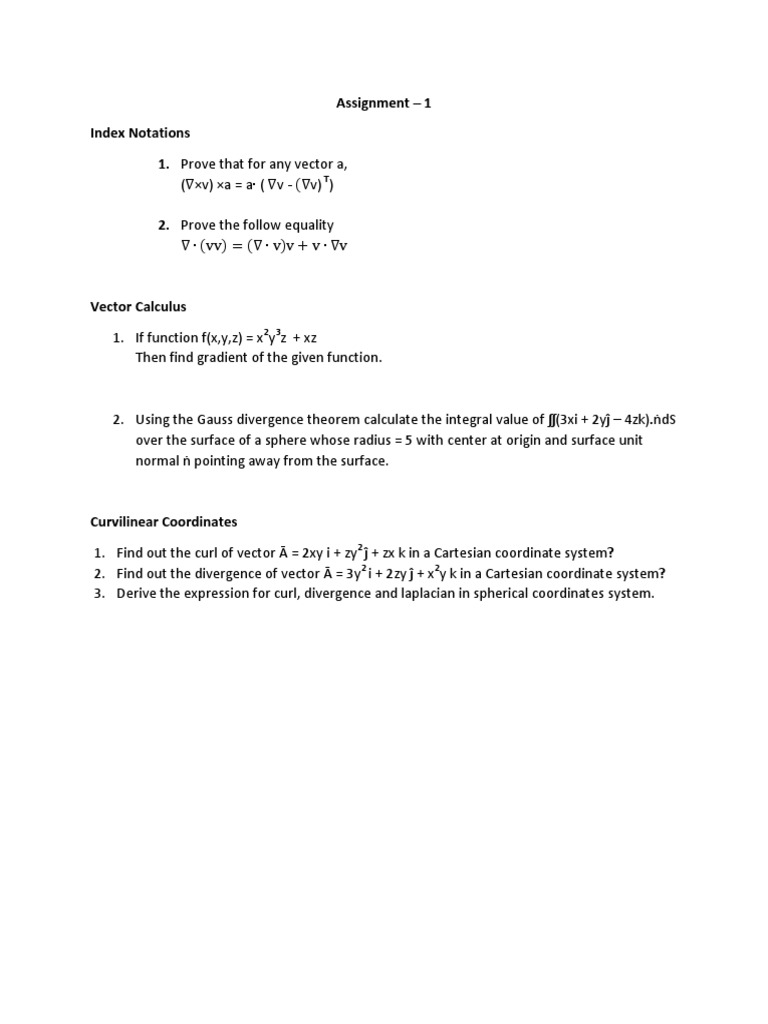 Vector Calculus and Notation Assignment | PDF | Teaching Methods ...