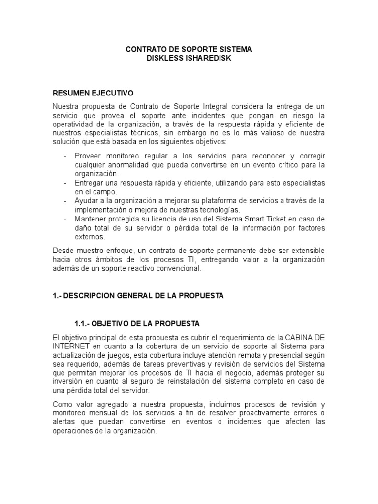 Contrato de Soporte para iSharedisk | PDF | Sistema operativo ...