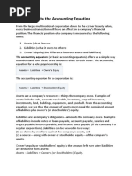 Introduction To The Accounting Equation: Assets - Liabilities Owner's (Or Stockholders') Equity