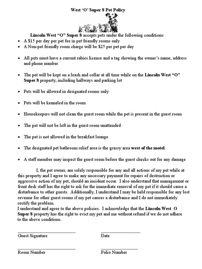 Pet Policy Form PDF Business