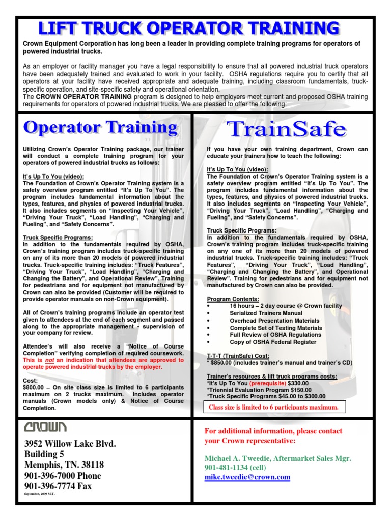 Crown Forklift Operator Training Program | PDF | Truck | Occupational ...