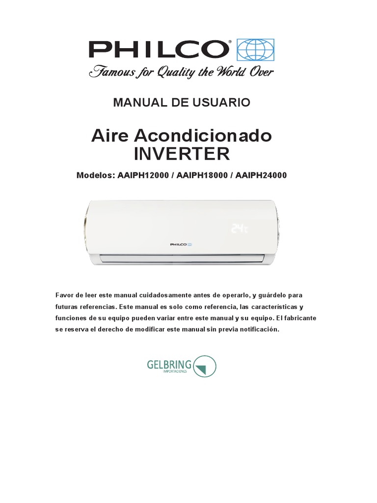 Aires Philco Inverter Manual Bomba Aire Acondicionado