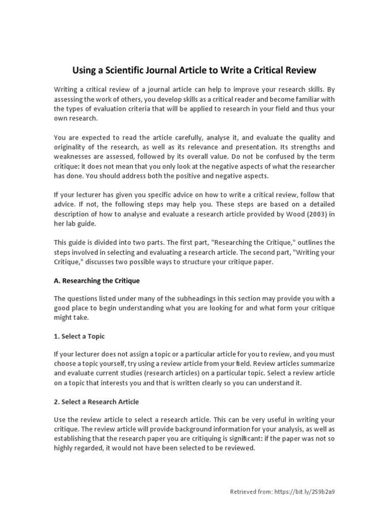 article review critical analysis