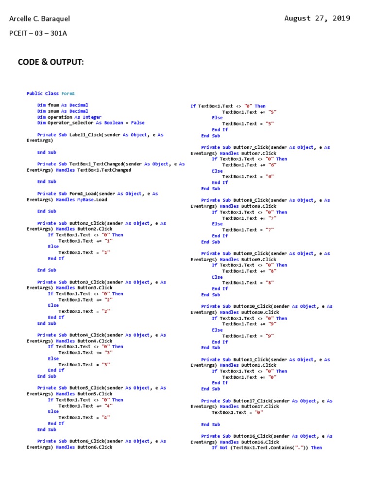 Calculator Output | PDF | Computer Programming | Software Engineering