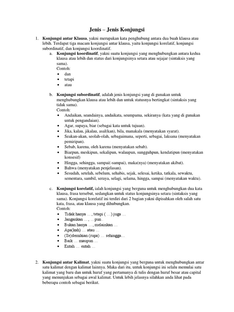 Jenis Jenis Konjungsi