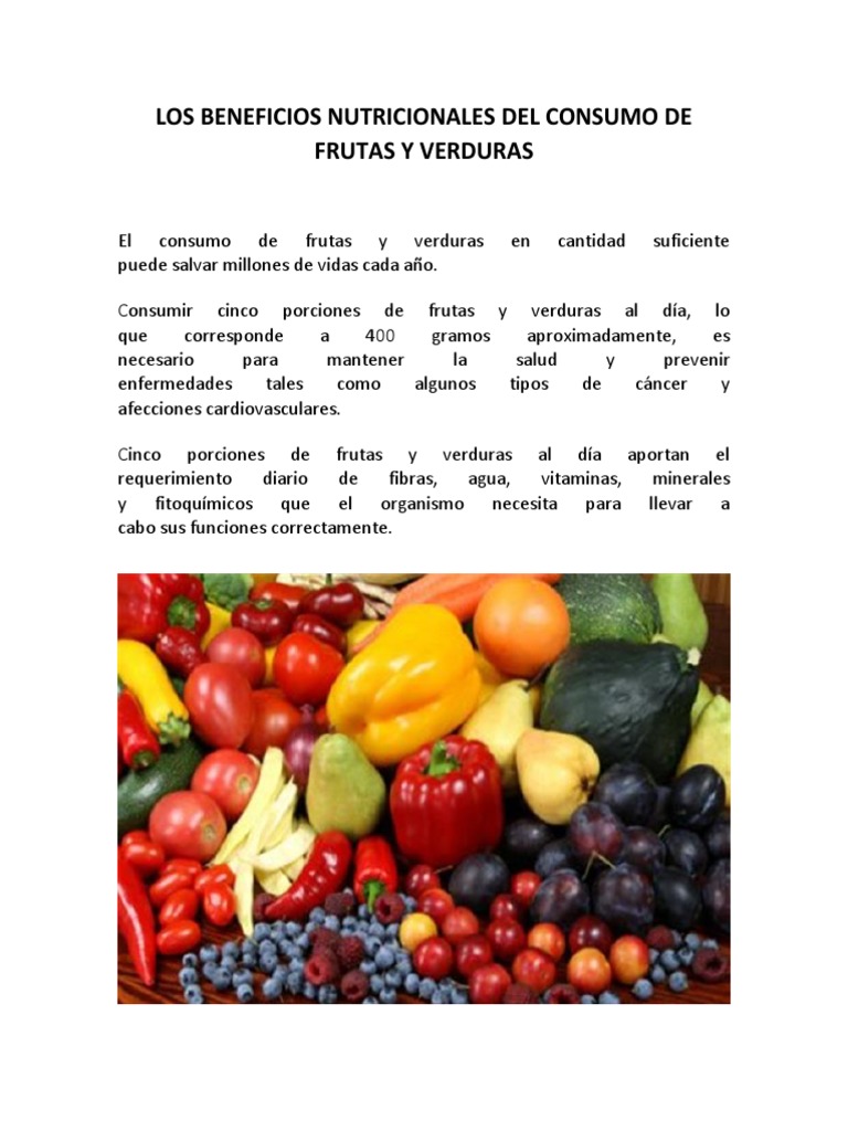 Beneficios Nutricionales De Las Frutas Y Verduras