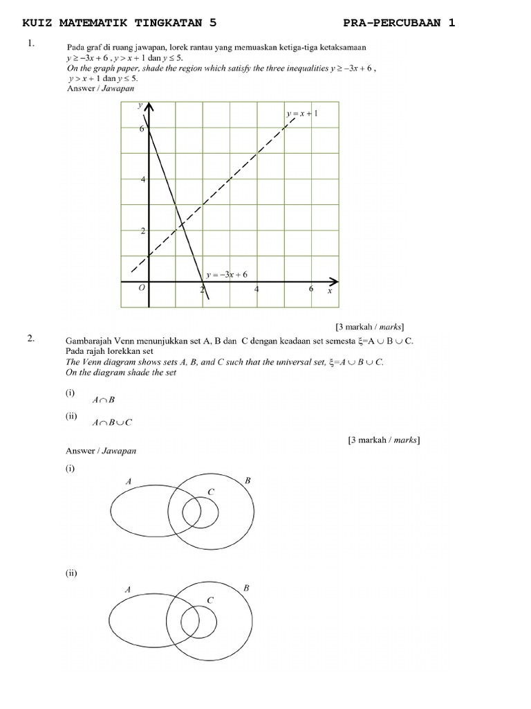Kuiz Matematik Tingkatan 5b Pra Percubaan Spm Pdf