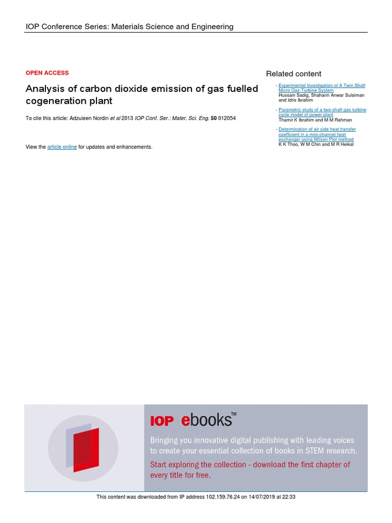 CO2 Emission Analysis in Cogeneration Plant | PDF | Gas Turbine ...