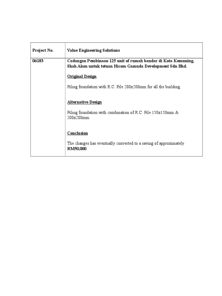 Value Engineering Solution | PDF