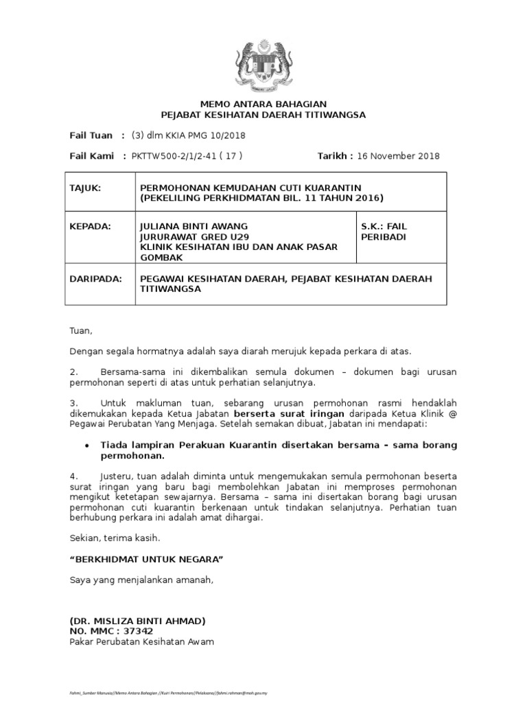 Juliana Binti Awang Cuti Kuarantin  PDF