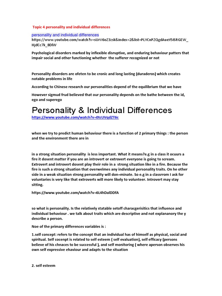 4 Topic Personality and Individual Differences | PDF | Extraversion And ...