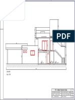 Corte AA da fachada principal de sobrado com detalhes da laje impermeabilizada