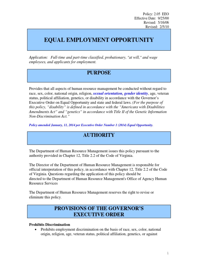 Equal Employment Opportunity | PDF | Equal Opportunity | Employment ...