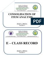 Consolidation of Item Analysis: E - Class Record