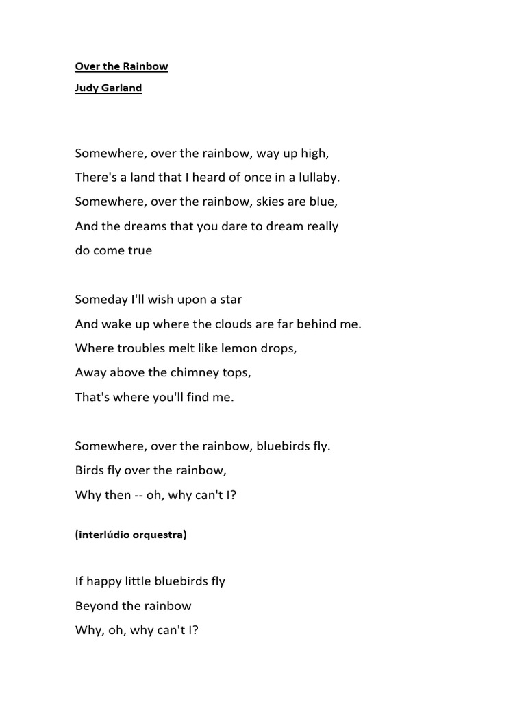 Somewhere Over The Rainbow Letra